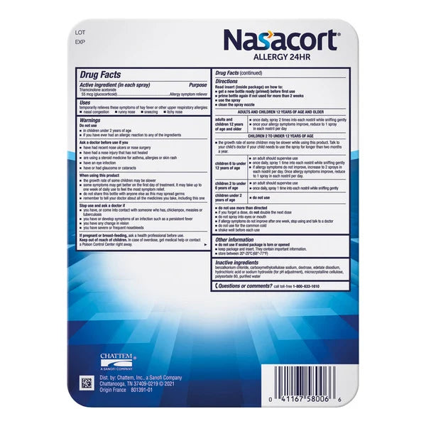 Nasacort Allergy 24 HR, 480 Sprays