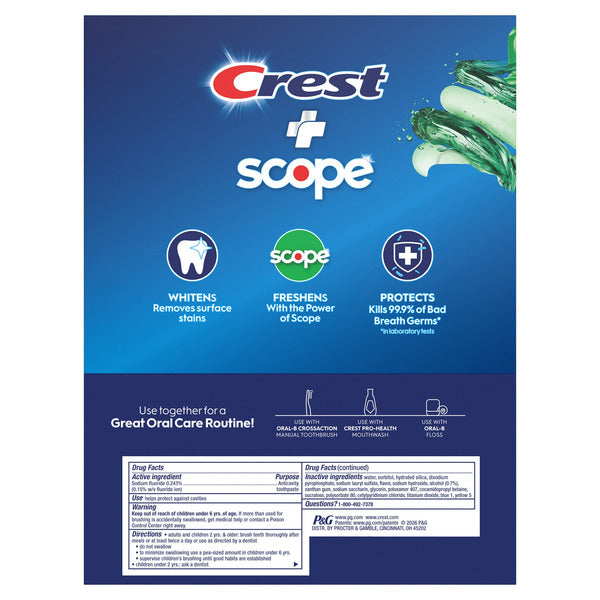 Crest Complete + Scope Advanced Active Foam Toothpaste, 8.2 oz, 5-pack
