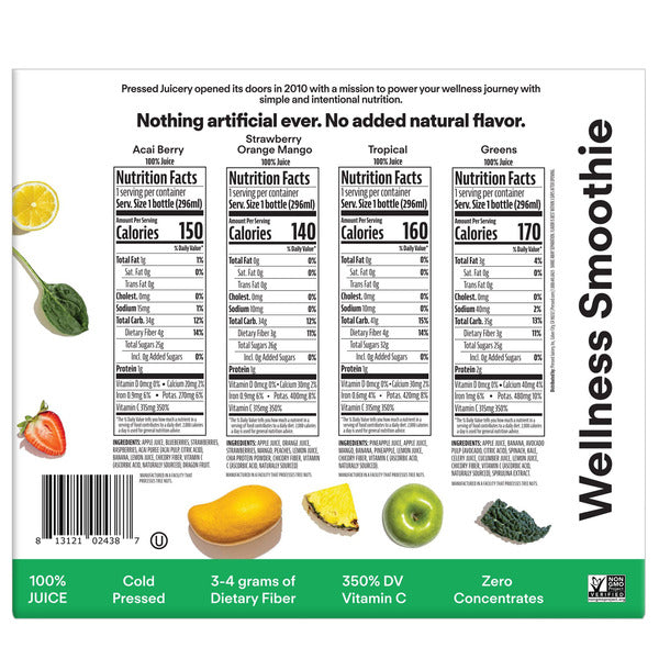 Pressed Juicery Wellness Smoothies, 10 oz, 8-count