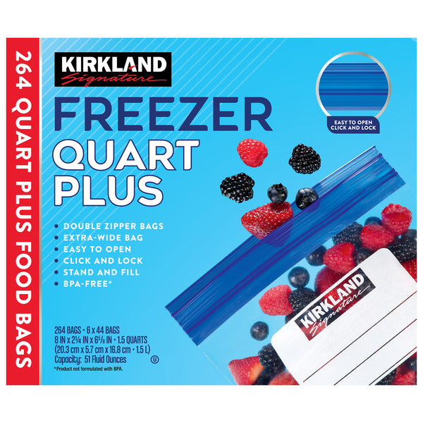 Kirkland Signature Freezer Quart Plus Bags, 264-count – Veruca San