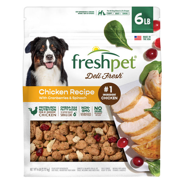 Freshpet Deli Fresh Dog Food, Chicken with Cranberries & Spinach