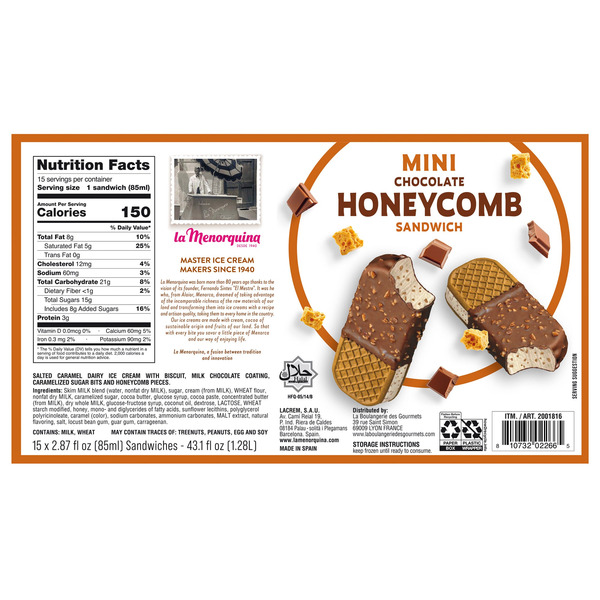 La Menorquina Mini Honeycomb Chocolate Sandwiches, 2.87 fl oz, 15-count