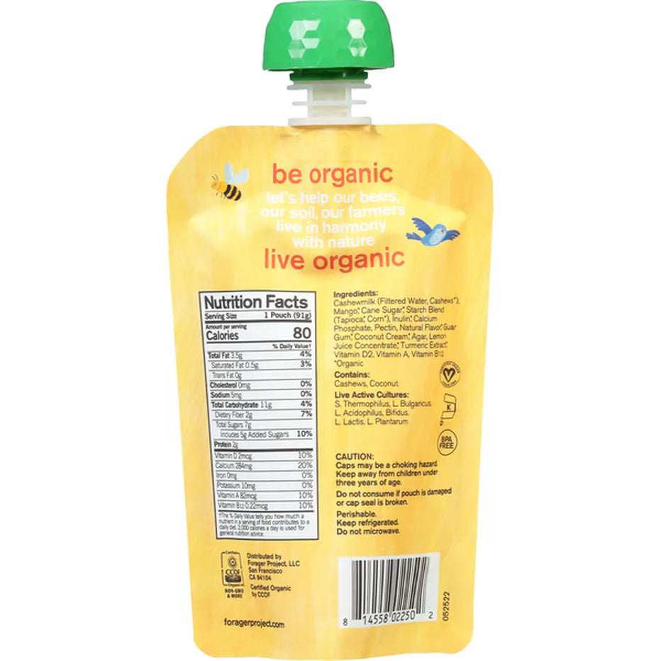 Forager Project Organic Mango Cashewmilk Yogurt, 3.2 oz