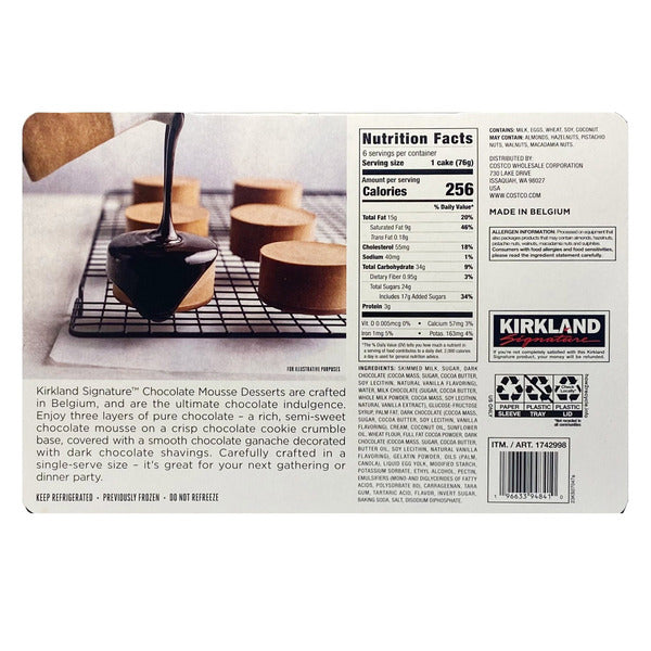 Kirkland Signature Chocolate Mousse Desserts, 2.6 oz, 6-count