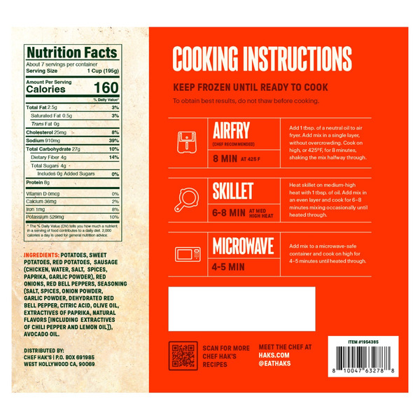 Chef Hak's Breakfast Potatoes with Chicken Sausage, 23 oz, 2-count