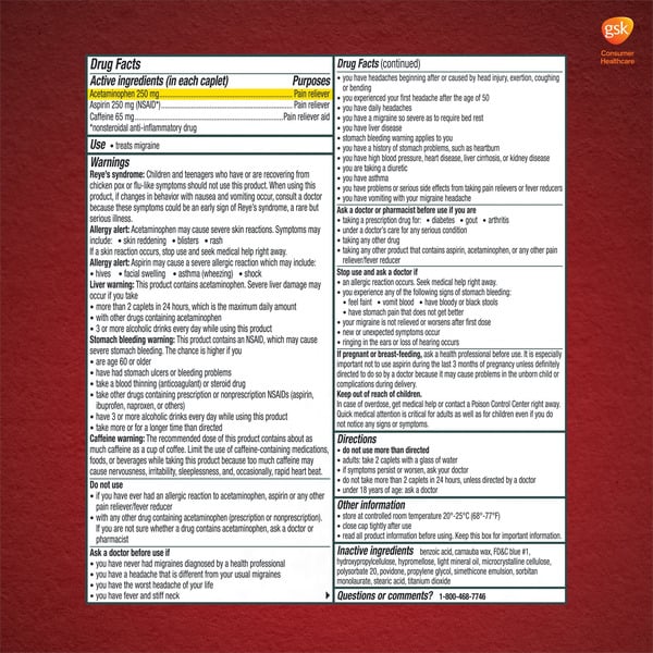 Excedrin Migraine for Migraine Relief, 300 Caplets