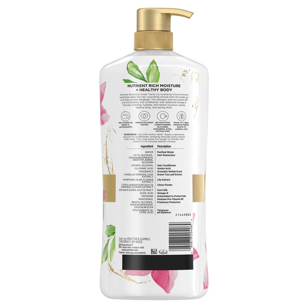 Pantene Essential Botanical Green Tea & Lily Hydrating Volume Conditioner, 38.2 fl oz