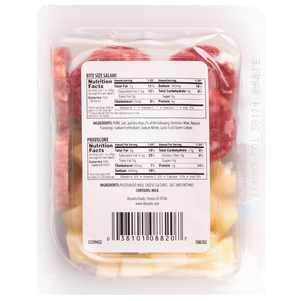 Busseto California Snackin' Bite Size Salami & Provolone Cheese, 8-count