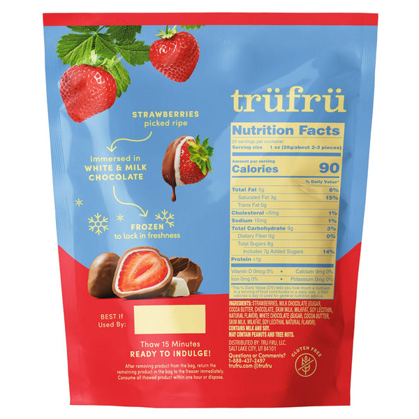Tru Fru Milk and White Chocolate Frozen Strawberries, 24 oz