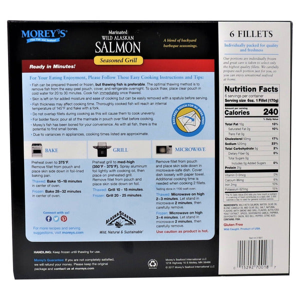 Morey's Seasoned Wild Alaskan Salmon, 6-Count