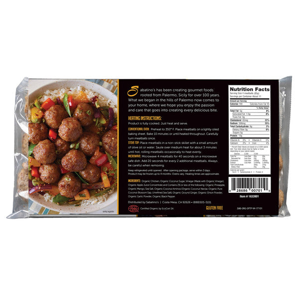 Sabatino's Organic Paleo Teriyaki Pineapple Chicken Meatball, 32 oz