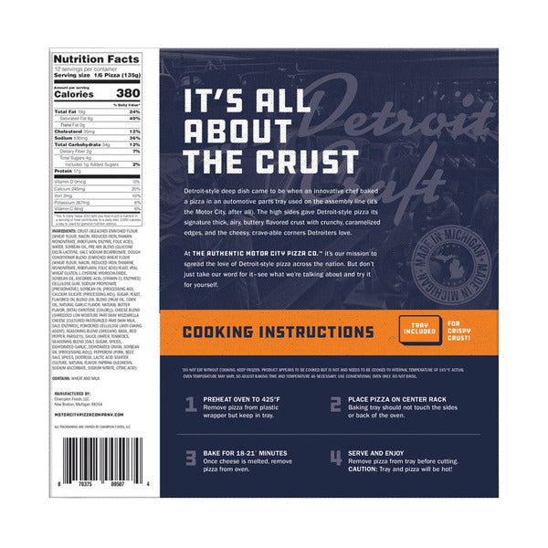 Authentic Motor City Pizza Co Detroit-Style Deep Dish Pizza, Double Pepperoni, 2-count