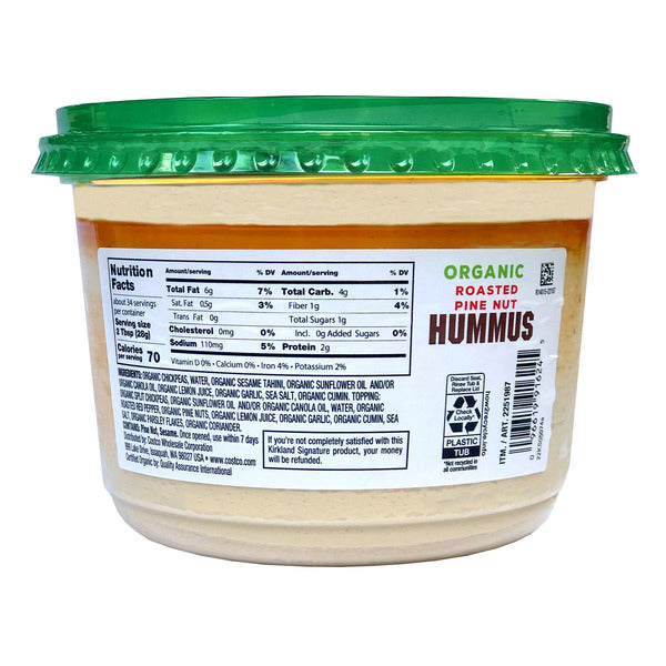 Kirkland Signature Organic Roasted Pine Nut Hummus, 34 oz