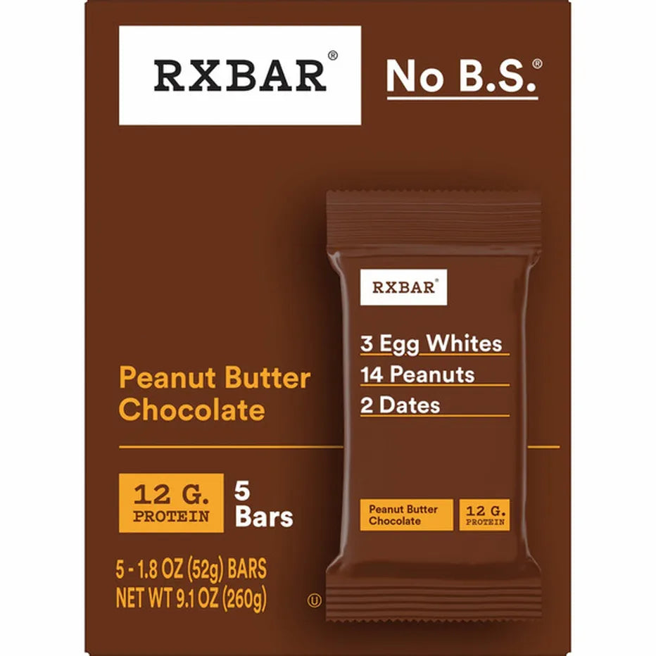 Rxbar Peanut Butter Chocolate Protein Bar 5 Pack Case