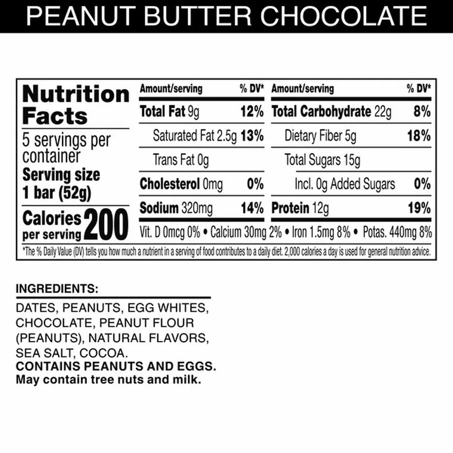 Rxbar Peanut Butter Chocolate Protein Bar 5 Pack Case