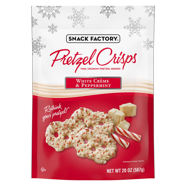 Snack Factory White Chocolate & Peppermint Pretzel Crisps, 20 oz