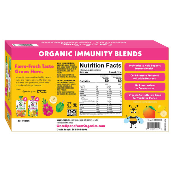 Once Upon a Farm Organic Immunity Blends Variety Pack, 3.2 fl oz, 12-count