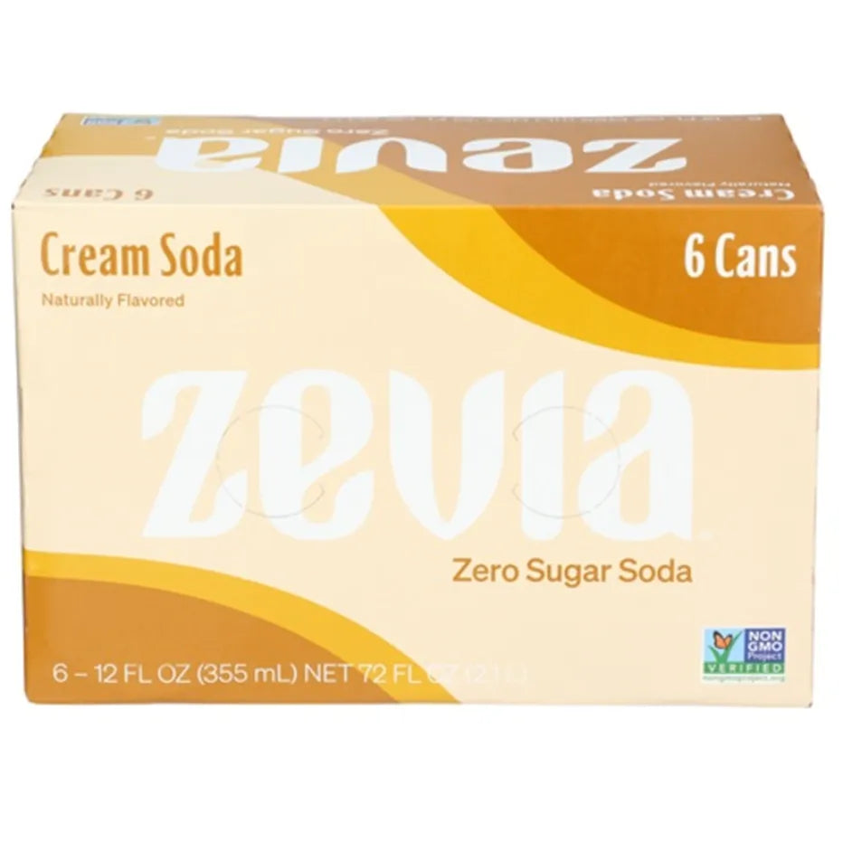 Zevia Zero Sugar Cream Soda, 6 Count