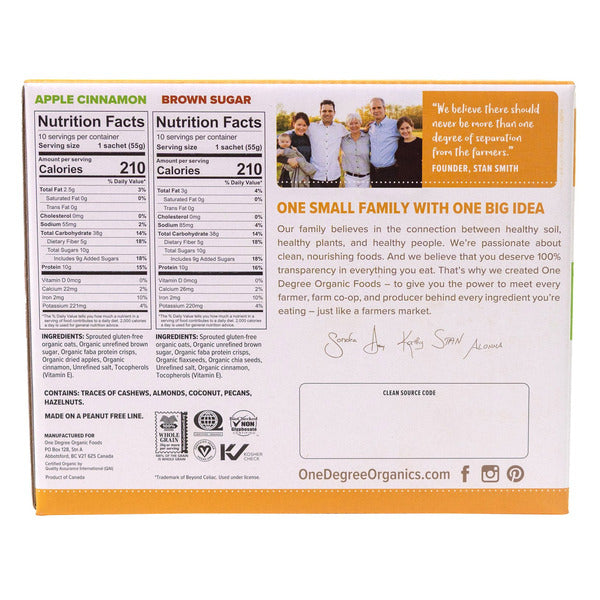 One Degree Organic Protein Instant Oatmeal Variety, 2.25 oz, 20-count