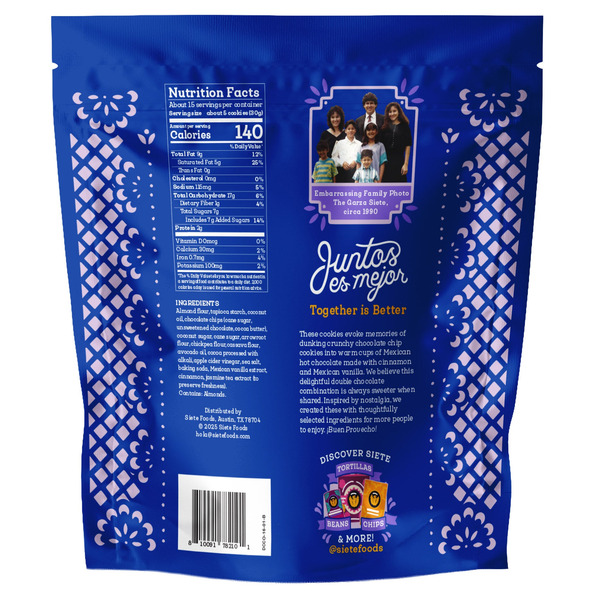 Siete Mexican Double Chocolate Chip Cookies, 16 oz