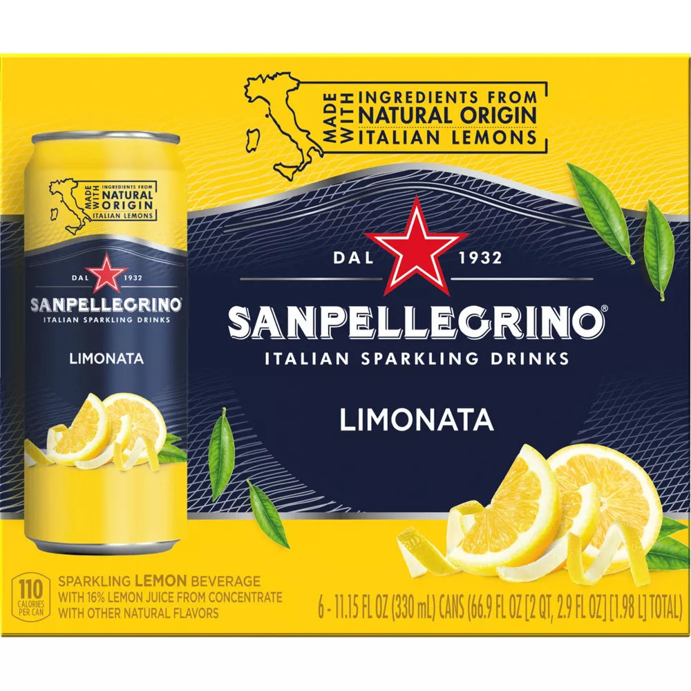 San Pellegrino Limonata Italian Sparkling Beverage 6 Count, 11.15 oz