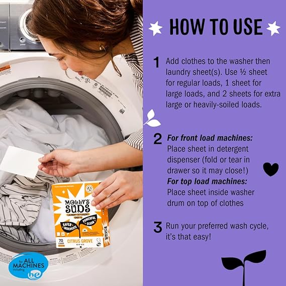 Molly’s Suds Lavender Laundry Detergent Sheets, 70 Count