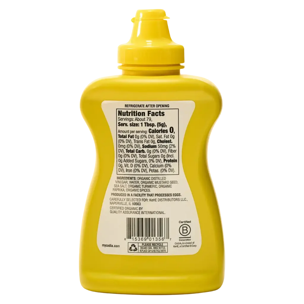 Cadia Organic Classic Yellow Mustard, 14 oz