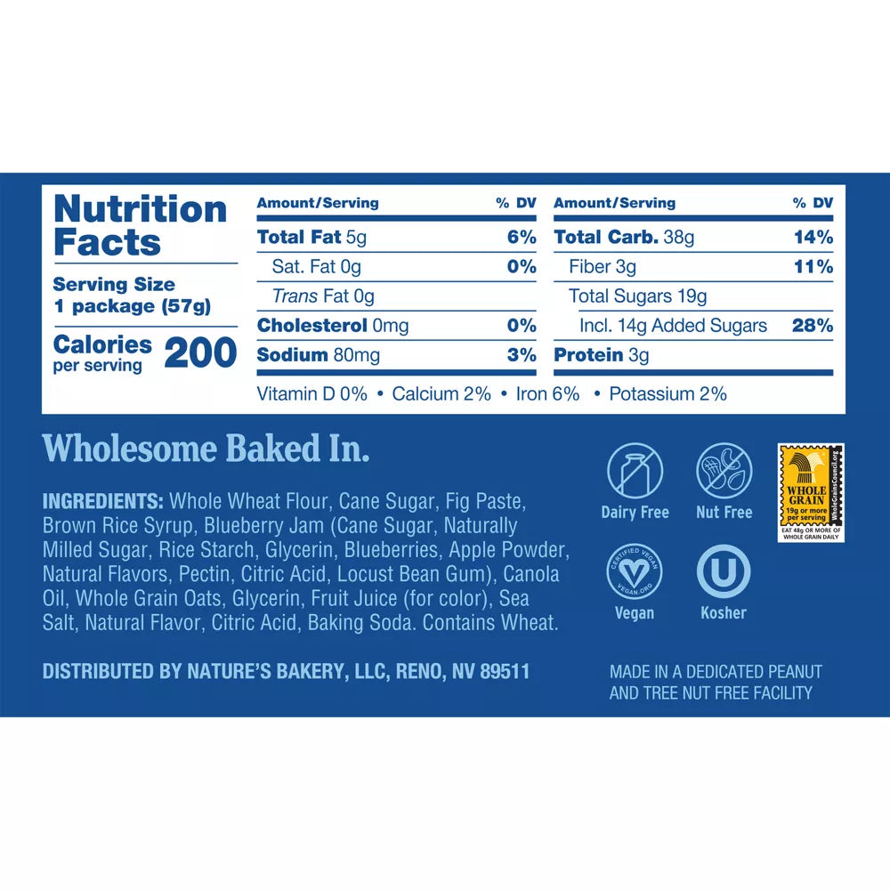 Nature's Bakery Whole Wheat Blueberry Fig Bars, 6 Count