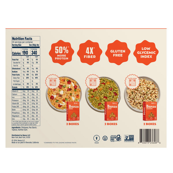 Banza Chickpea Pasta Variety Pack, 8 oz, 6-count