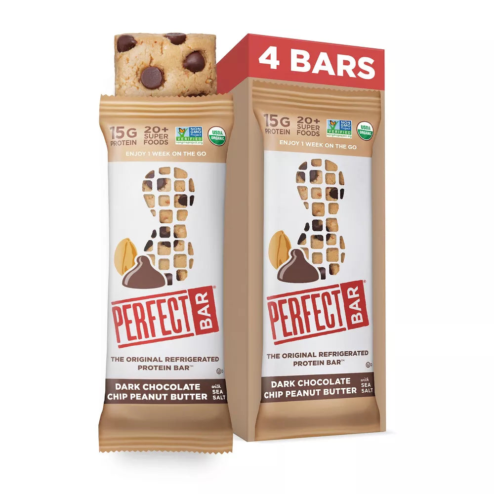 Perfect Bar Dark Chocolate Chip Peanut Butter Protein Bar, 4 Count