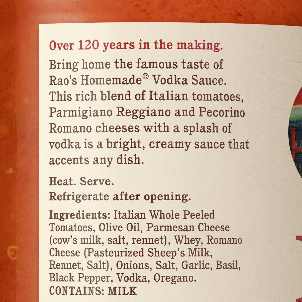 Rao's Homemade Creamy Vodka Sauce, 24 oz
