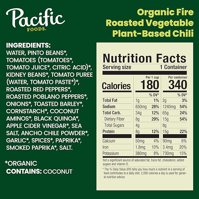 Pacific Foods Organic Fire Roasted Vegetable Chili, 16.5 oz