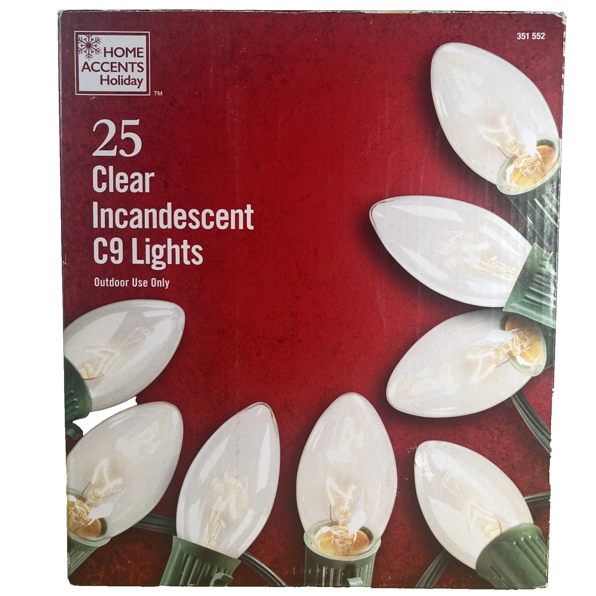 Home Accents Holiday 25 Clear Incandescent C9 Lights 24ft