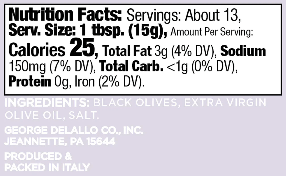 Delallo Black Olive Tapenade, 6.7 oz