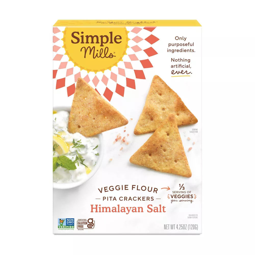 Simple Mills Mediterranean Herb Veggie Flour Pita Crackers, 4.25 oz