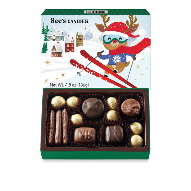 See's Candies Skiing Reindeer Box 4.8oz