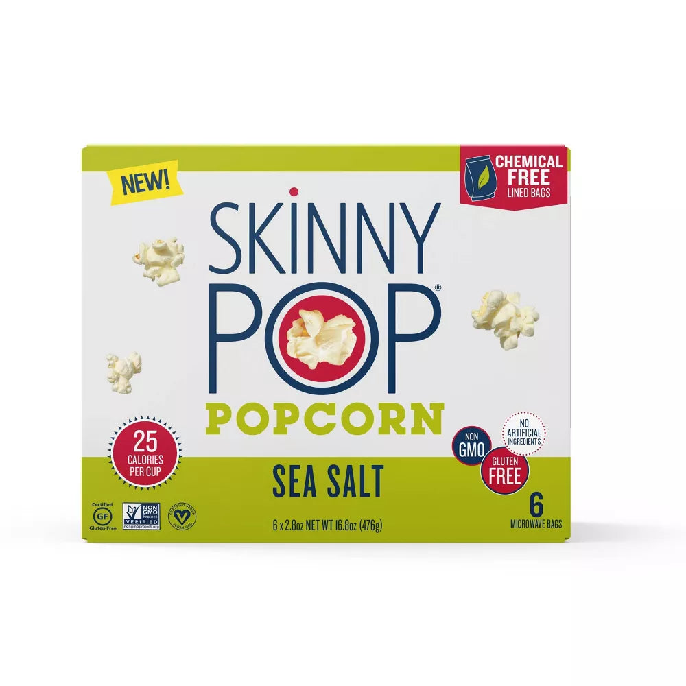 SkinnyPop Microwave Sea Salt Popcorn, 16.8 oz