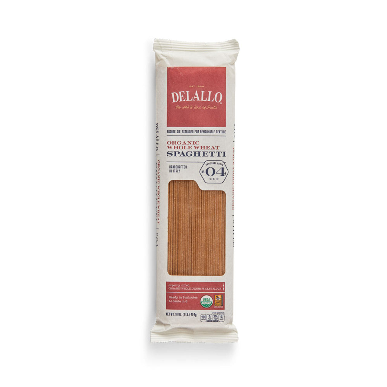 Delallo Organic Whole Wheat Spaghetti, 16 oz