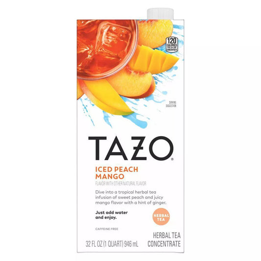 Tazo Iced Peach Mango Herbal Tea Concentrate, 32 fl oz