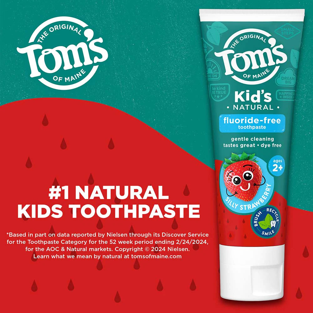 Tom's Of Maine Kid's Fluoride-Free Silly Strawberry Kid's Toothpaste, 5.1 oz