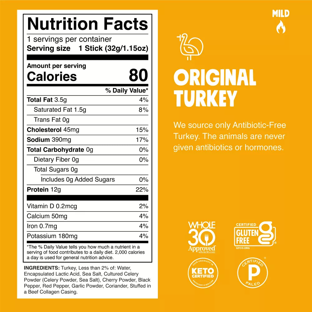 Chomps Original Turkey Jerky Sticks, 8 Count