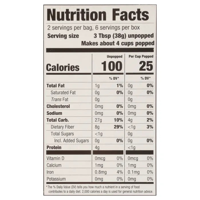 Cadia Organic Unsalted Microwave Popcorn, 3 pack, 8.4 oz