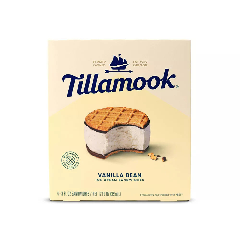 Tillamook Vanilla Bean Ice Cream Sandwich, 4 Count