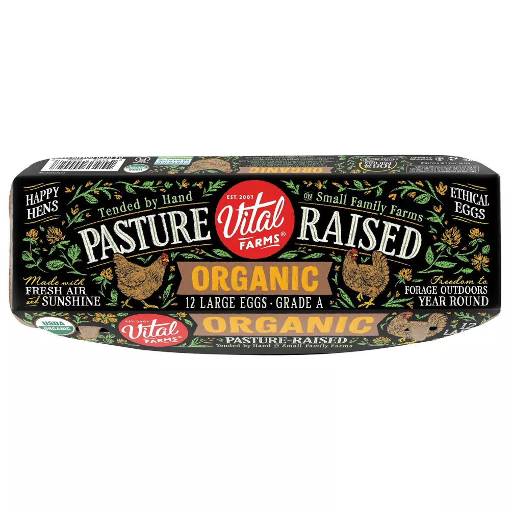 Vital Farms Organic Pasture-Raised Grade A Large Eggs, 12 Count