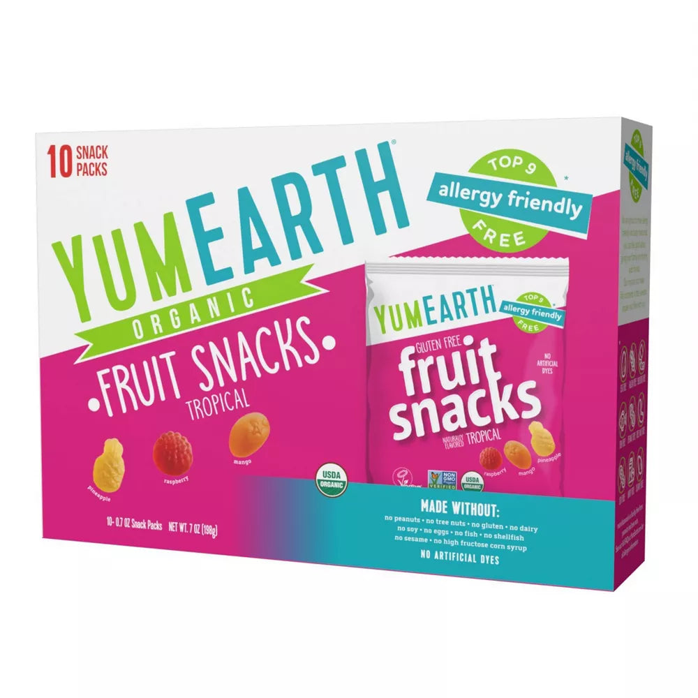 Yum Earth Tropical Fruit Snacks Box 10 ct, 7 oz