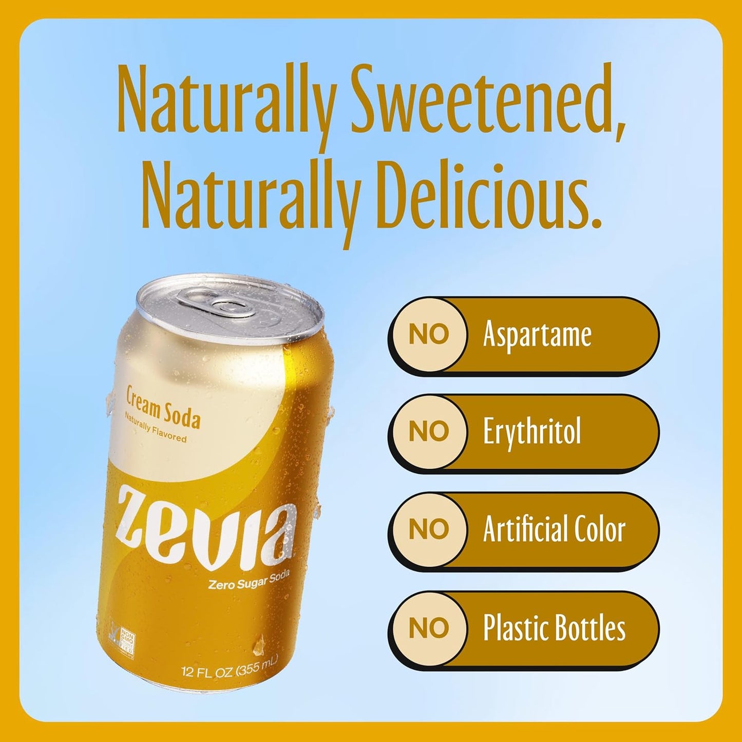 Zevia Zero Sugar Cream Soda, 6 Count
