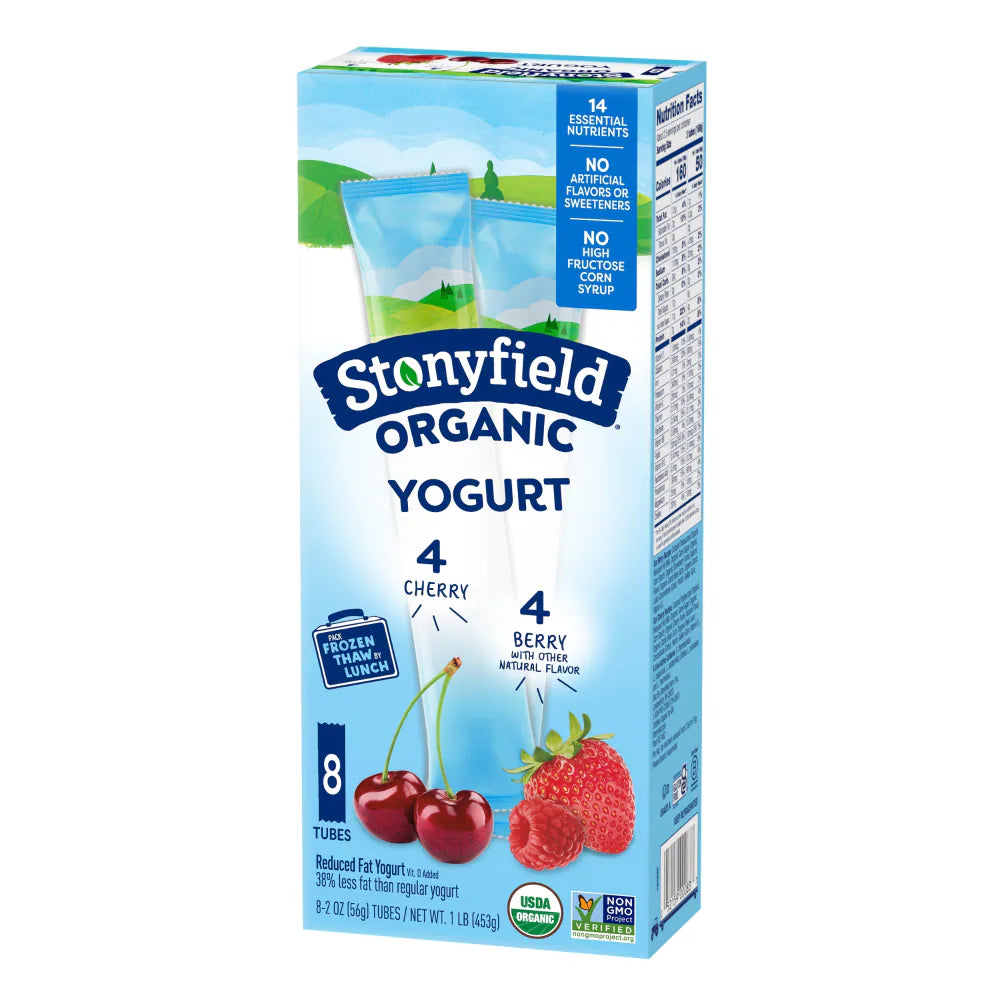 Stonyfield Organic Cherry Berry Low-fat Yogurt Tubes, 8 count