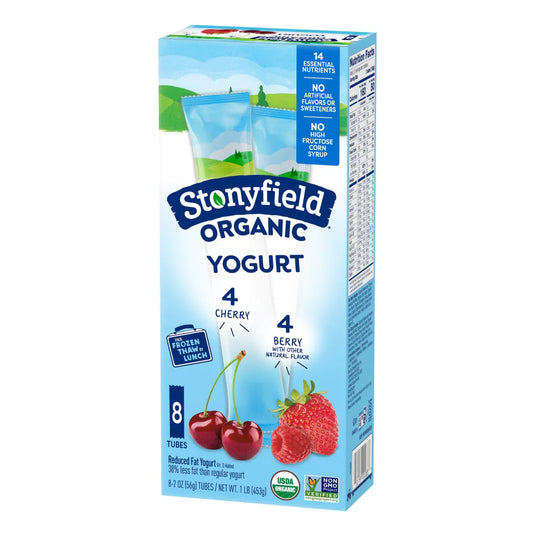 Stonyfield Organic Cherry Berry Low-fat Yogurt Tubes, 8 count