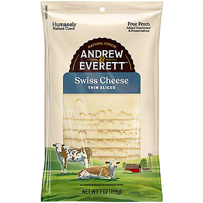 Andrew & Everett Sliced Swissed Cheese, 7 oz