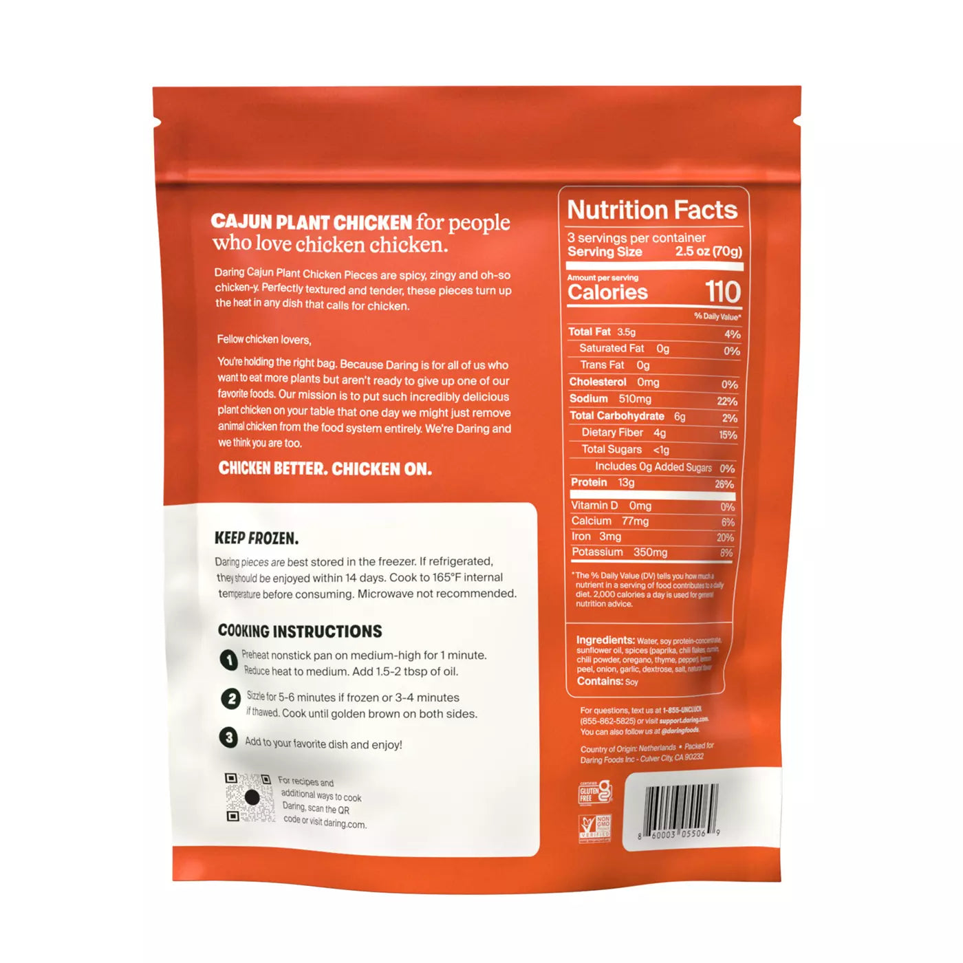 Daring Cajun Plant Based Chicken Pieces 8oz